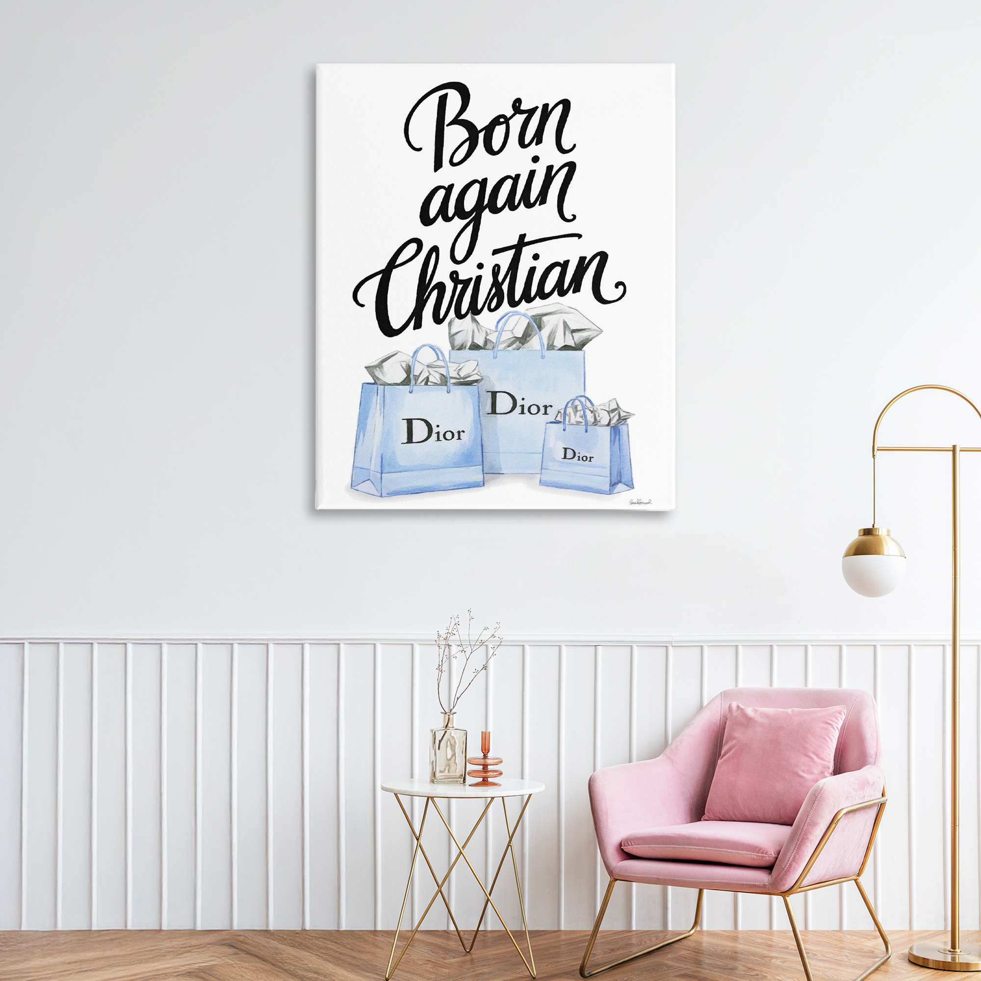 Glam Bags Born Again Christian Canvas Wall Art, design by Amanda Greenwood