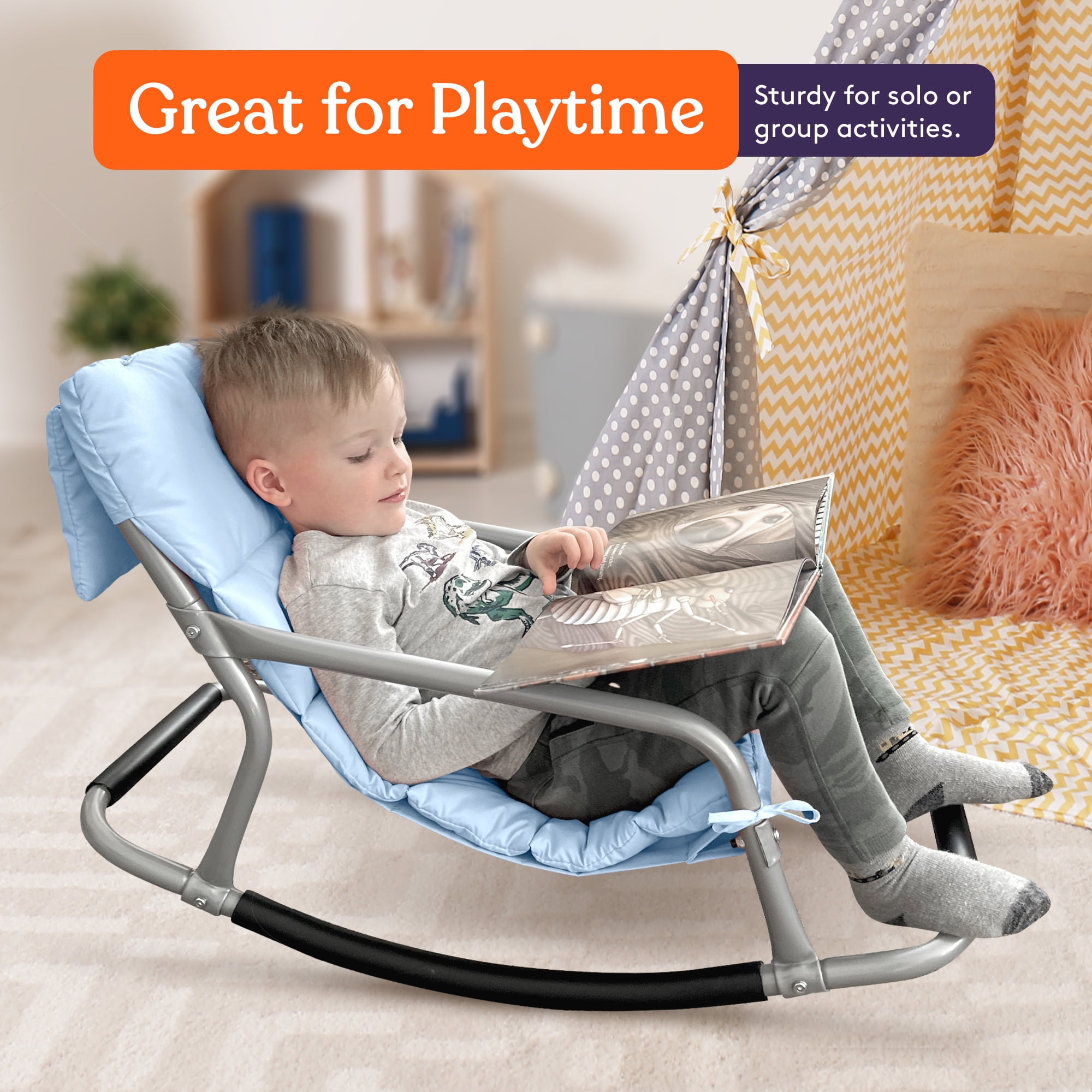 Special Supplies Sensory Rocking Chair for Kids – Calming Kids Rocker for Balance & Stability – Comfortable Floor Chair for Playroom, Bedroom, Nursery (Blue)