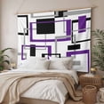 thumbnail image 3 of Purple Black Geometric Tapestry for Bedroom Wall Hanging Tapestry, Minimalist Stripes Abstract Art Ceiling Backdrop Tapestries Poster Blanket Wall Decor for Teens Room Living Room Dorm 59" x 79", 3 of 8