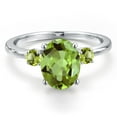 thumbnail image 3 of Gem Stone King 14K White Gold Green Peridot Engagement Ring for Women | 3.04 Cttw | Oval 10X8MM | Gemstone August Birthstone | Size 6, 3 of 6