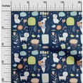 thumbnail image 1 of oneOone Cotton Silk Navy Blue Fabric Floral|Rat & Cat Cartoon Sewing Material Print Fabric By The Yard 42 Inch Wide, 1 of 4