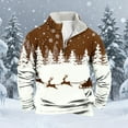 thumbnail image 5 of KeShDi Christmas Men Sweatshirts Men CMen Casual Fashion Stand Collar Printing Zipper Pullover Long Sleeve Sweatshirt Blouse KhakiM, 5 of 6
