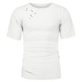thumbnail image 4 of Fashion Mens Ripped Holes T Shirt Short Sleeve Crew Neck Hip Hop Tees Shirts Loose Fit Casual Beach Shirt Blouse Tops, 4 of 5