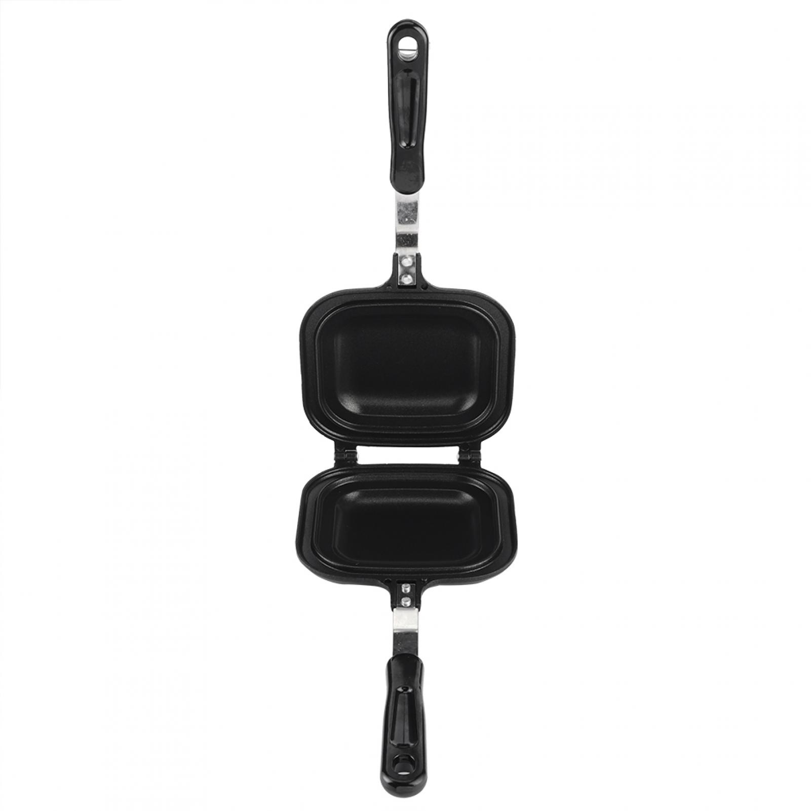 Poêle à Sandwich Double Face Anti-adhésive – 37x24x4 Cm, Acier Noir, Chauffage Rapide, Pour Gaufres, Steaks, œufs, Camping