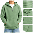 thumbnail image 6 of Hoodie For Boys Waffle Knit Quarter Zip Long Sleeve Hooded Sweatshirt With Pocket Kids Boy Fall Pullovers Teens Preppy Clothes Green Size 10-12 Years, 6 of 8