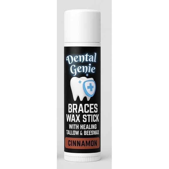 Dental Genie: Braces Wax Stick- w/Soothing Tallow & Beeswax-Cinnamon Flavor, 2 Pack