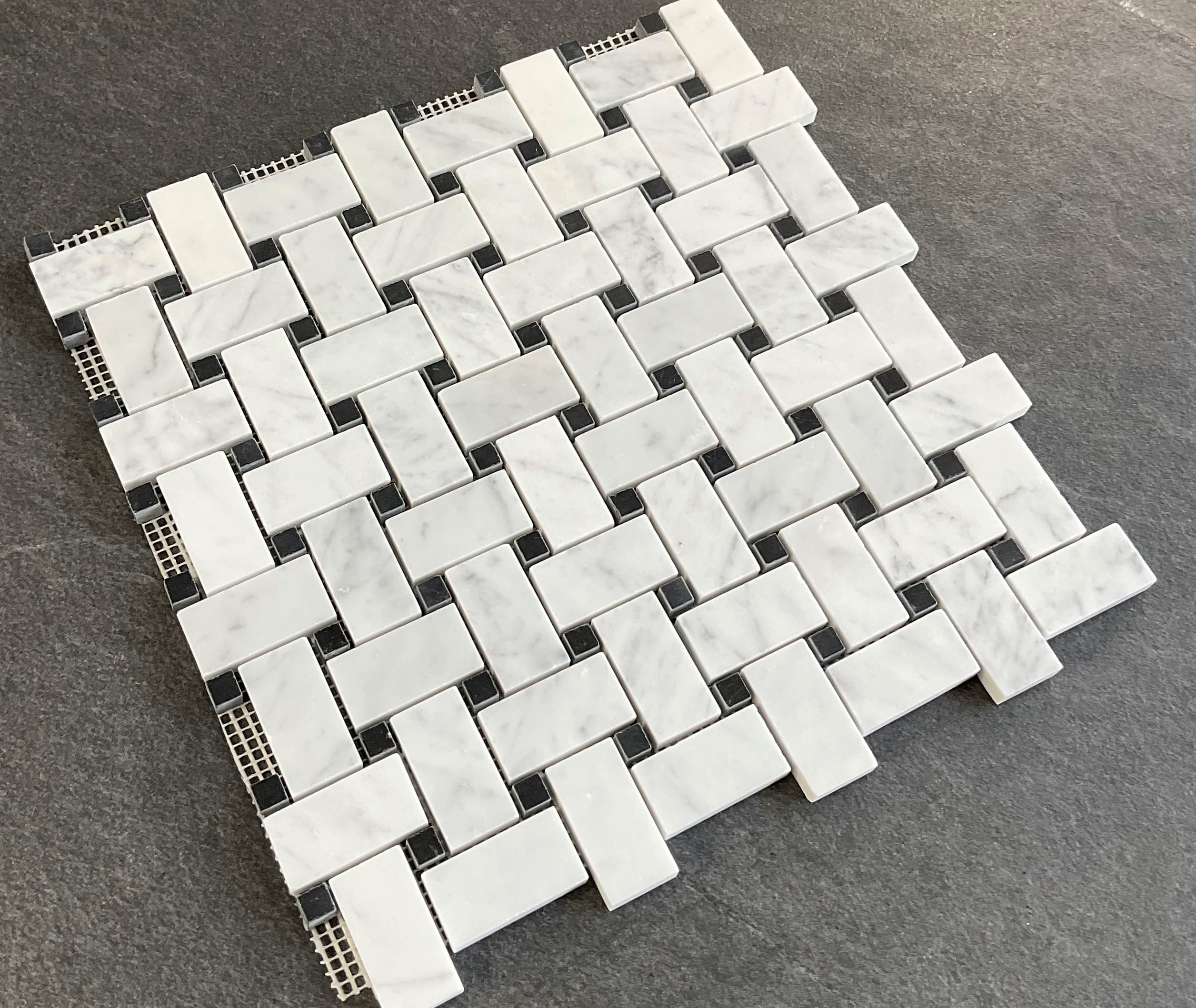 10 Sheets of 1" x 2" Marble Basketweave Mosaic Wall & Floor Tile
