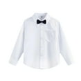 thumbnail image 3 of KKBOTIVE Boys Long Sleeve Button Down Toddler Dress Shirt Uniform Shirt for Kids Back to School Tops with Bow Tie and Chest Pocket ( Black Size: 11-12 Years ), 3 of 5