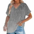 thumbnail image 2 of Womens Summer Tops V Neck Short Sleeve Shirts Trendy Casual Vacation Printing Tee Shirts, 2 of 7