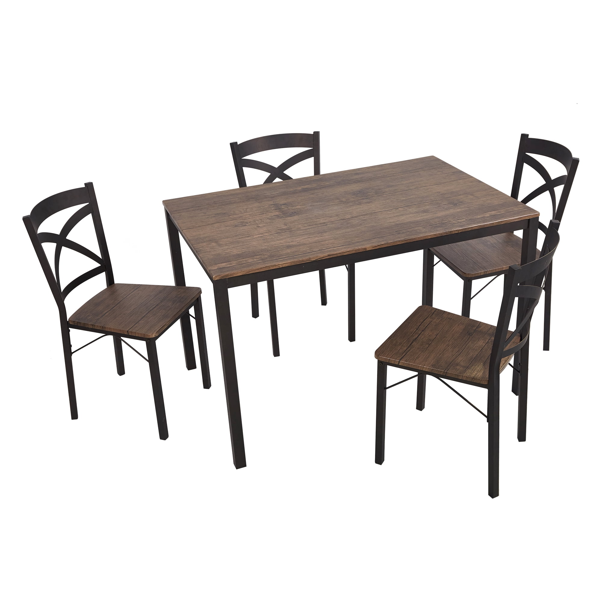 Karmas Product 5 Piece Dining Table Set For 4 Chairs Wood And Metal Kitchen Table Modern And Sleek Dinette Walmartcom Walmartcom