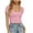 Pink, variant on Going out Tops for Women Square Scoop Neck Ribbed Cropped Tee Solid Color Casual Tops Fashion