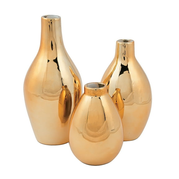 Gold Metallic Vase Set (3Pc) - Home Decor - 3 Pieces