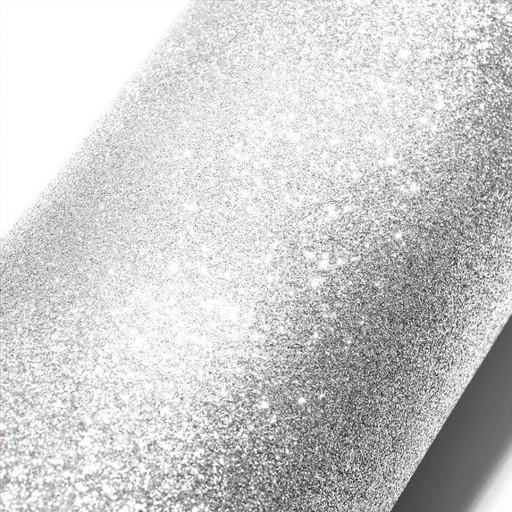 Stickyart Silver Glitter Wallpaper Peel and Stick Glitter Fabric Wallpaper Roll Self Adhesive Sparkle Contact Paper for Cabinets Dressers DIY Crafts Gift Wrapping Paper Party Decorations 16"x80"