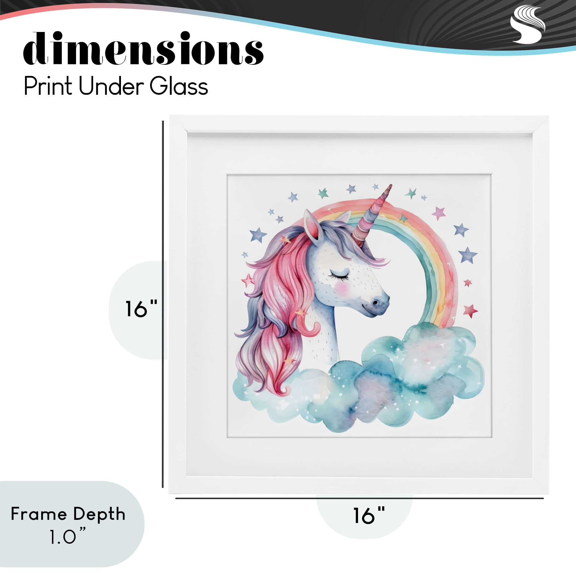 Stupell Industries Starry Rainbow Unicorn White Framed Print Under Glass, design by Creative Studio