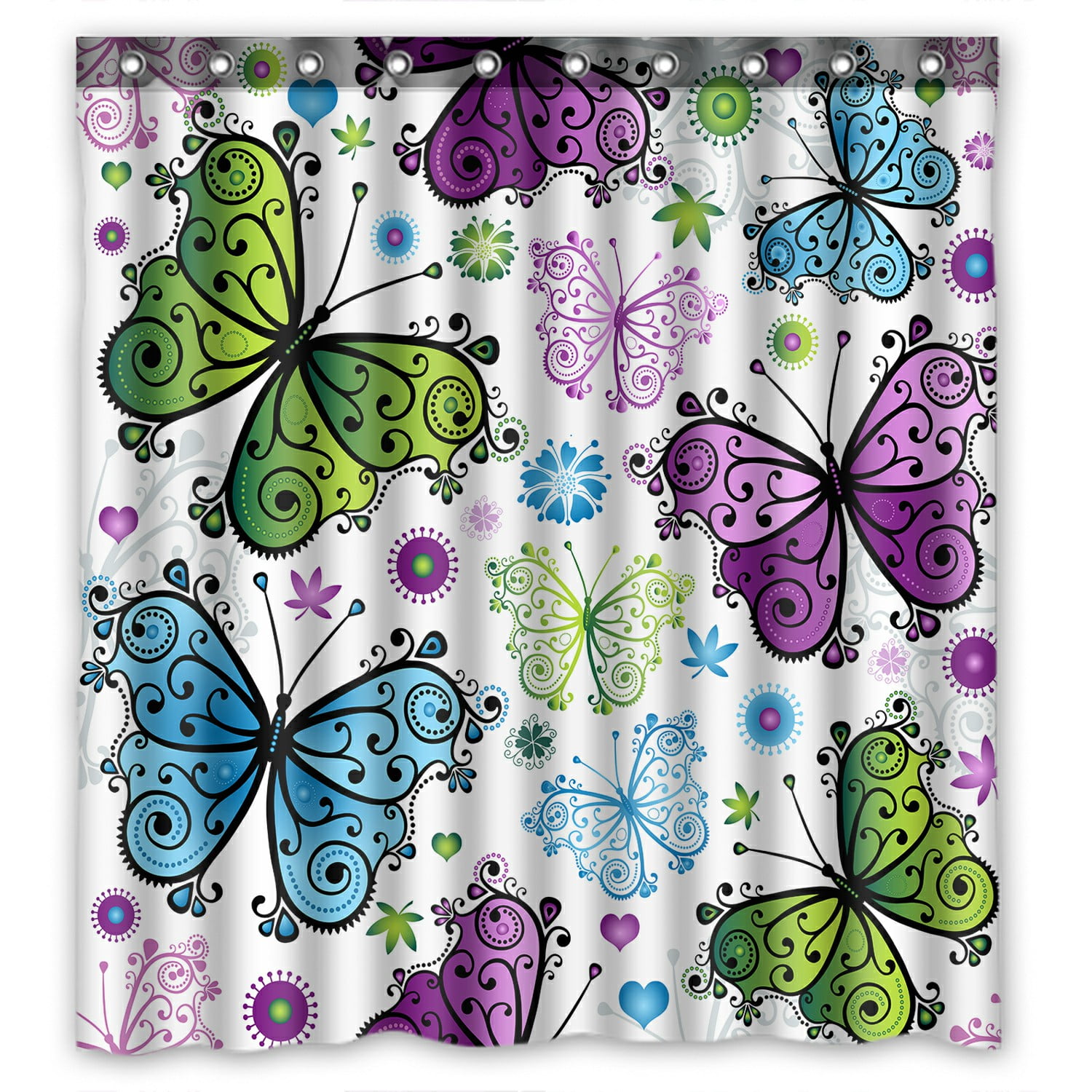 ABPHQTO Spring Bright Colorful Butterflies Waterproof Polyester Shower