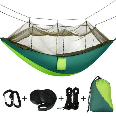 Portable Double Camping Hammock with Removable Mosquito Bug Net by