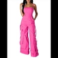 thumbnail image 3 of Mono de Mujer, Mono de Pierna , Mono con Múltiples Bolsillos Rosa Roja XXL, 3 of 8