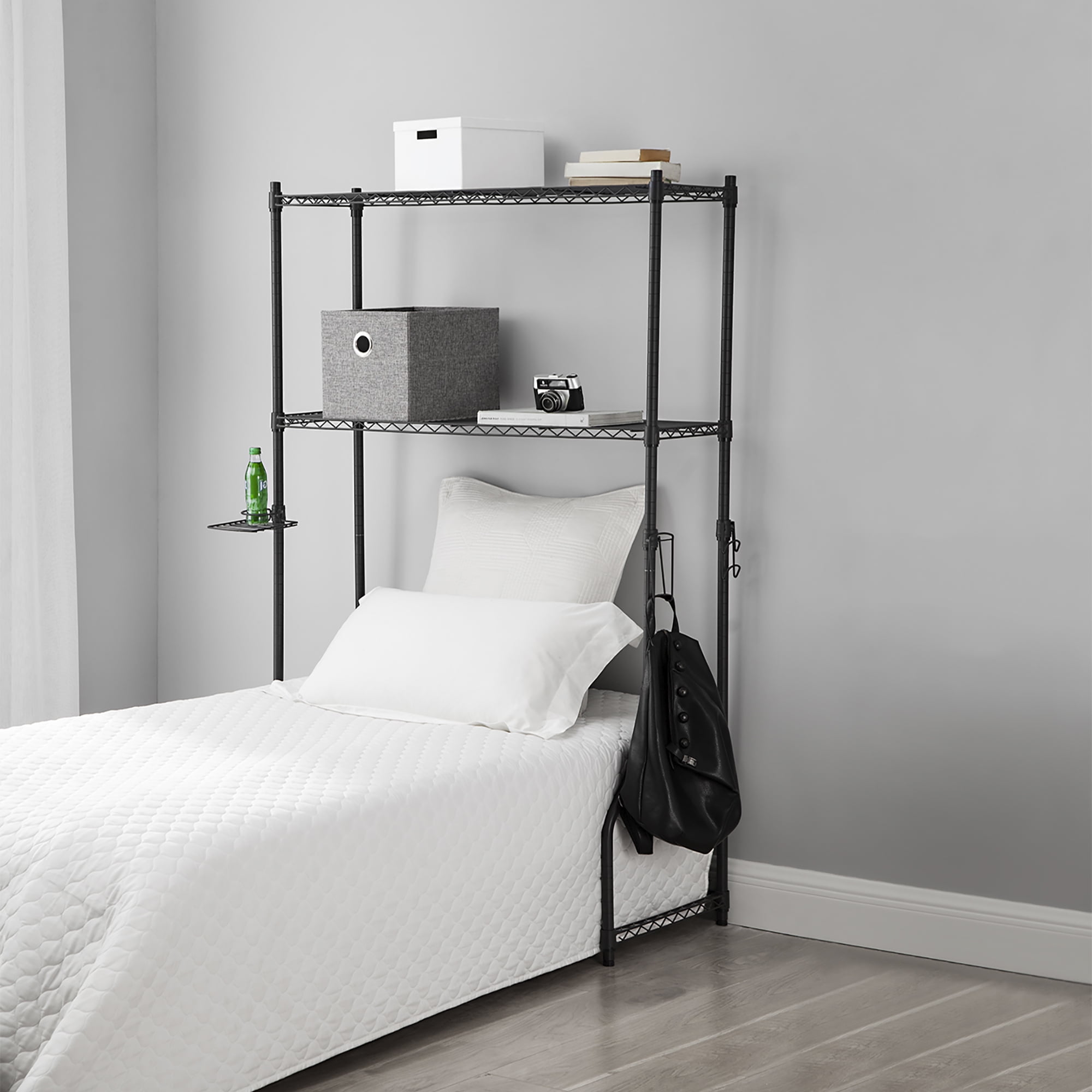 Bed Shelf Supreme Metal Gray, Dorm Headboard Shelf