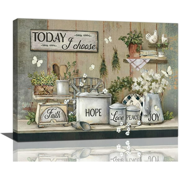 Rustic Kitchen Wall Art Farmhouse Kitchen Pictures Wall Decor Country Kitchen Painting Prints Farm Positive Quotes Framed Artwork Ready to Hang 12"x16"