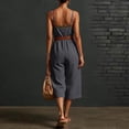 thumbnail image 6 of Purcolt Overalls for Women Dressy Casual Square Neck Spaghetti Strap Wide Leg Cropped Baggy Jumpsuit Lightweight Loose Fit Rompers with Pockets, No Belt, 6 of 8