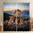 thumbnail image 1 of Lion Family Windows Drapes Block 30%-50% Light,African Wild Animal Photography Style Curtains for Living Room,Natural Mount Sunset View Window Drapes 38Wx54L Set of 2, 1 of 6