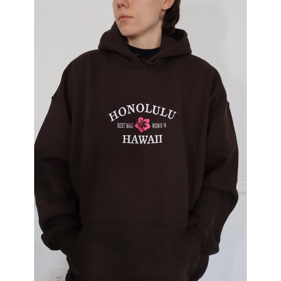 Embroidered Honolulu, Best Maui Wowwwi in Hawaii Hoodie or Crew Neck, Long Sleeve, Classic fit, Unisex, Adult