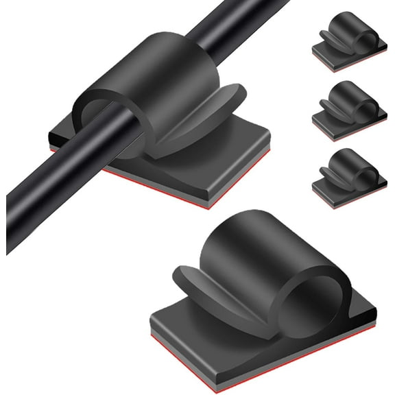 Large Cable Clips with Storage Box, 100pcs Black Adhesive Cable Holder Clips, Outdoor Light Wire Clips Cable Tidy Hooks Cord Organiser for Cable Management, Home Office Desk Wall, 14x20mm