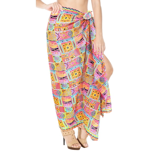 HAPPY BAY Women's Beachwear Summer Beach Bikini Wraps Sarong Swimwear Swim Cover up Wrap Skirt Bathing suit Pareo Coverups for Women One Size Lemon Glacier_AD26