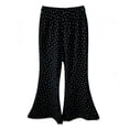 thumbnail image 7 of SHTXOZHI Girl's Stretchy Casual Pants High Waist Cute Print Flared Pants Lace Trim Vacation Party Soft Bottoms, 7 of 7