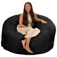 thumbnail image 1 of Ultimate Sack 5000 5-Foot Bean Bag Chair Oversized Foam Lounger, Black Fur Cover, 1 of 6
