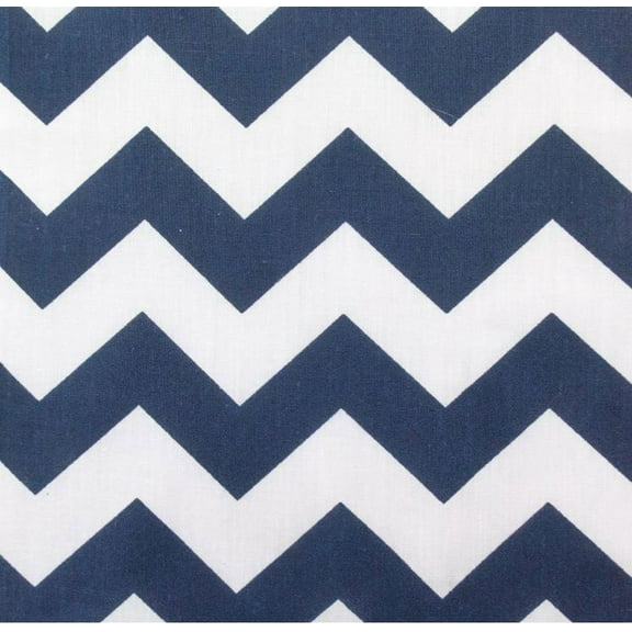 Chevron 1" Navy and White Poly Cotton 60 Inch Wide Fabric By the Yard