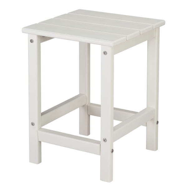 Outdoor Side Table, Small Patio Table Square End Table White for Pool