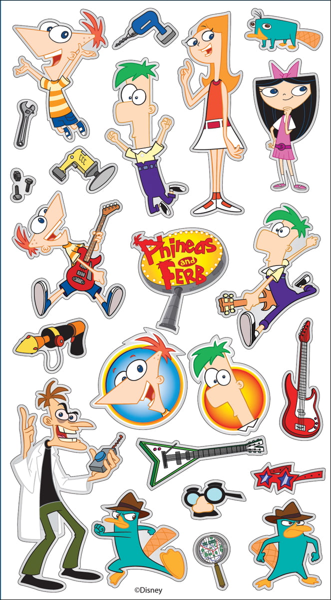 DISNEY Phineas and Ferb Sticker Roll 110 Stickers LOT OF 3 PACKS 