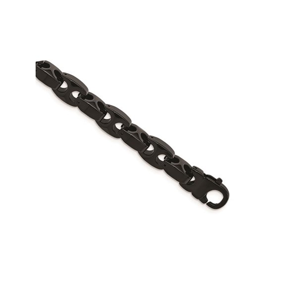 Gem & Harmony Mens Black Plated Tungsten Link Bracelet (9.50 inches) for Men