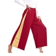 thumbnail image 4 of Jowowha Women Praise Dance Outfits Metallic Patchwork Worship Dancewear 2pcs Wide-Leg Pants Burgundy XXL, 4 of 7