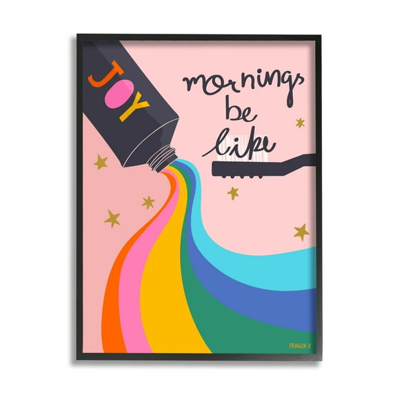 Stupell Industries Mornings Be Like Bathroom Inspirational Painting Black Framed Art Print Wall Art, 11 x 14