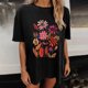 thumbnail image 3 of Faldas Cortas para Mujeres, Impresión de Flores Casual Oversized Camiseta de Manga Corta Top Hecho de 95% Poliéster 5% Spandex para Primavera Verano, Falda Corta de Verano, 3 of 7