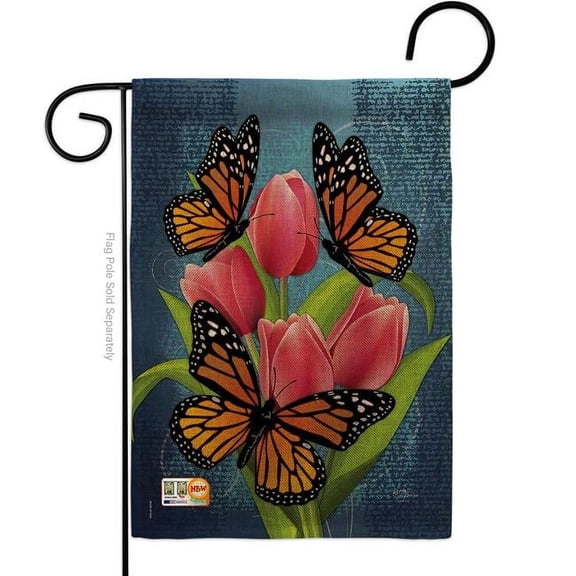 Breeze Decor BD-BG-G-104078-IP-DB-D-US12-BD 13 x 18.5 in. Monarch Butterflies Burlap Garden Friends Bugs & Frogs Impressions Decorative Vertical Double Sided Flag