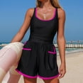 thumbnail image 5 of felwors Women's Athletic Quick-Dry One-Piece Swimsuit - Tank Style With Side Pockets Slim-Fit Swim & Beach Wear(Hot Pink, M), 5 of 5