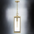 thumbnail image 5 of Luxury Modern Farmhouse Outdoor Pendant, 20.75''H x 7.00''W, with Industrial Style Elements, Minimalist Design, Antique Brass Finish and Clear Seedy Glass, UQL1344, 5 of 7