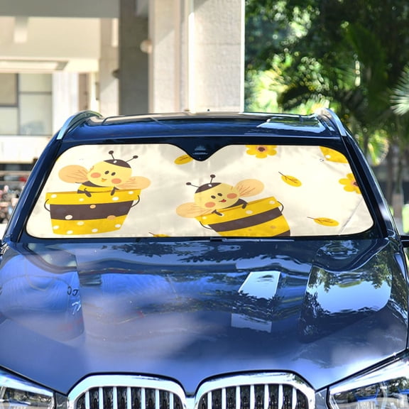 Cartoon Bees Honey Automotive Front Car Windshield Sun Shade Reflector Foldable for Front Fit for Cars Truck SUVs
