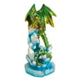thumbnail image 2 of Green And Gold Cosmic Dragon On Blue Crystal Stalactite Rock LED Light Statue, 2 of 5