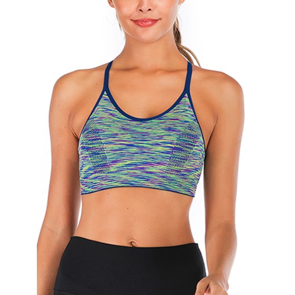 DODOING Women's Sports Bras Yoga Fitness Stretch Strappy Padded Activewear Bras Workout Tank Top Vest Sports Bra