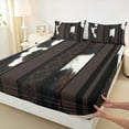 thumbnail image 2 of jejeloiu Cattle Hide Bed Sheets,Cow Print King Sheets,Aztec Geometric Stripes Sheet Set,Breathable Bedroom Decor,4pcs, 2 of 7