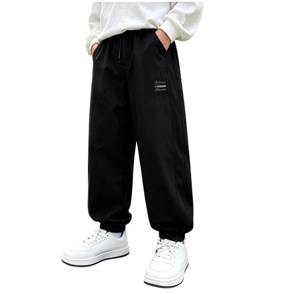 ersvoioy Boys Quick Dry Pants Elastic Waist Loose Fit Lightweight Trousers Back to School Pants Size 5-15 Years