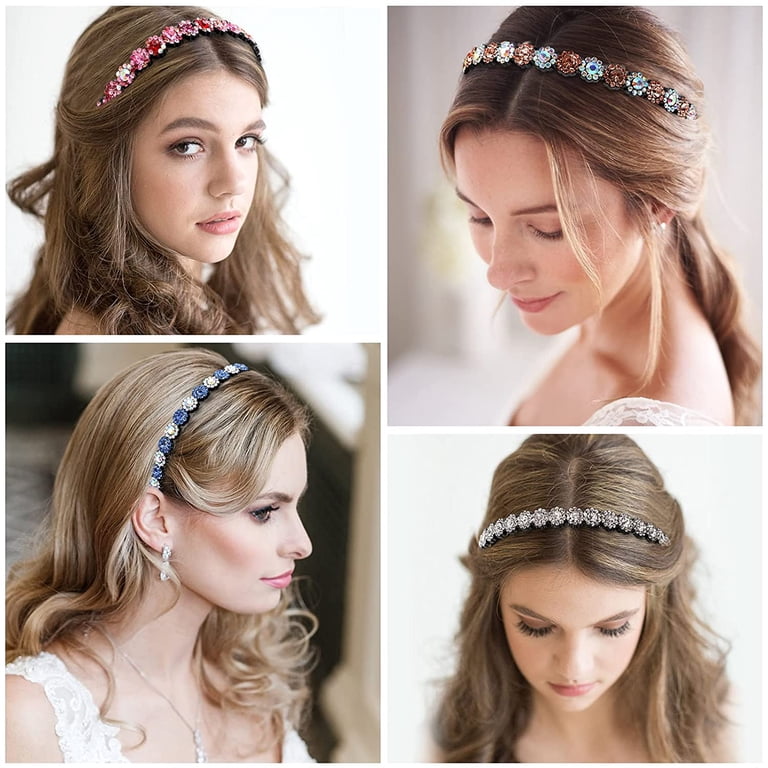 Beaded Mesh Headband with Teeth & Clips, Non-slip Hair Hoop Amazon.com : Suoirblss 5PCS Rhinestone and Crystal Beaded  main image 4