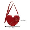 thumbnail image 2 of Women Small Heart Rivet Bag PU Leather Solid Color Girls Dating Bag (Wine Red), 2 of 10