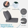 thumbnail image 3 of SOLAURA 4-Piece Outdoor Deep Seat Chair Cushions Set, 24" x 24" Seat Cushions for Chair, Sofa, and Couch, Gray (Set of 2 Seat Cushions and 2 Back Cushions), 3 of 6