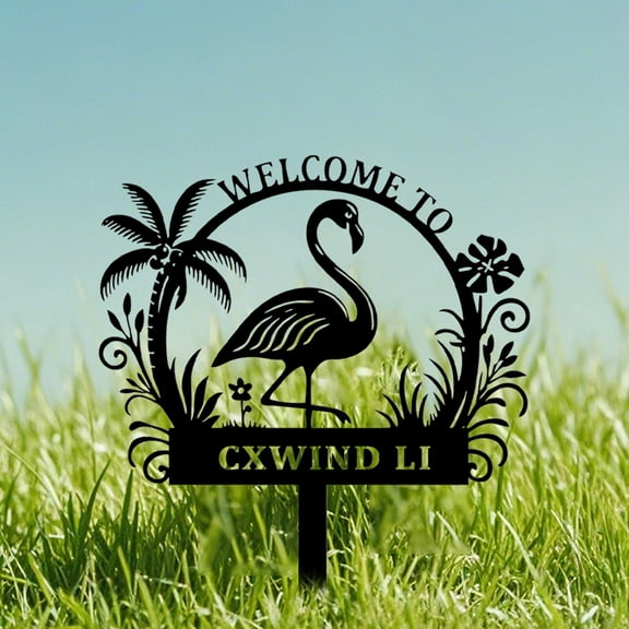 Custom Flamingo Metal Sign, Personalized Flamingo Name Sign, Garden Decoration,Friend's Gift
