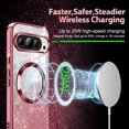 thumbnail image 4 of Casetego for Google Pixel 9/Google Pixel 9 Pro Case,Compatible with MagSafe,Clear Magnetic Glitter Gradient Sparkle Luxury Plated Soft TPU Bumper Full Camera Lens Protector,Rose Gold, 4 of 7